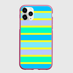Чехол iPhone 11 Pro матовый Неоновые в желтую полоску, цвет: 3D-малиновый