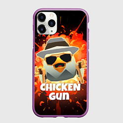 Чехол iPhone 11 Pro матовый Чикен Ган - взрыв, цвет: 3D-фиолетовый