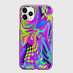 Чехол iPhone 11 Pro матовый Психоделический глитч, цвет: 3D-фиолетовый