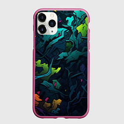 Чехол iPhone 11 Pro матовый Кислотная яркая абстракция в камуфляжном стиле, цвет: 3D-малиновый