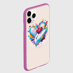 Чехол iPhone 11 Pro матовый Пара сердец, цвет: 3D-фиолетовый — фото 2