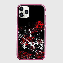 Чехол iPhone 11 Pro матовый Анархия краски текстура, цвет: 3D-малиновый