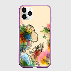 Чехол iPhone 11 Pro матовый Очертания девушки