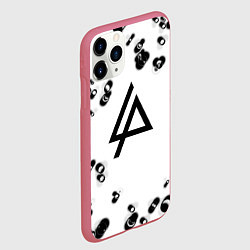 Чехол iPhone 11 Pro матовый Linkin park краски текстура, цвет: 3D-малиновый — фото 2