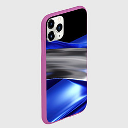 Чехол iPhone 11 Pro матовый Серебряная вставка на синей абстракции, цвет: 3D-фиолетовый — фото 2