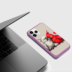 Чехол iPhone 11 Pro матовый Влюбленные попугаи 14 февраля, цвет: 3D-фиолетовый — фото 2