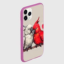 Чехол iPhone 11 Pro матовый Влюбленные попугаи 14 февраля, цвет: 3D-фиолетовый — фото 2