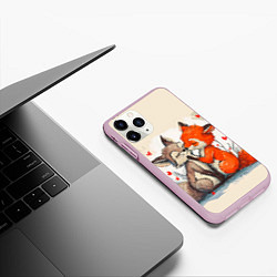 Чехол iPhone 11 Pro матовый Влюбленные лисички 14 февраля, цвет: 3D-розовый — фото 2