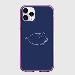 Чехол iPhone 11 Pro матовый Пига на фоне, цвет: 3D-фиолетовый