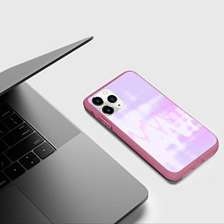 Чехол iPhone 11 Pro матовый Нежная светло-сиреневая абстракция тай-дай, цвет: 3D-малиновый — фото 2