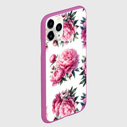 Чехол iPhone 11 Pro матовый Розовые цветы пиона, цвет: 3D-фиолетовый — фото 2