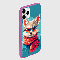 Чехол iPhone 11 Pro матовый Влюбленный лис в очках, цвет: 3D-фиолетовый — фото 2