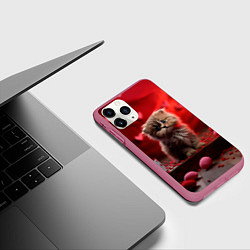 Чехол iPhone 11 Pro матовый 14 февраля влюбленный котик, цвет: 3D-малиновый — фото 2