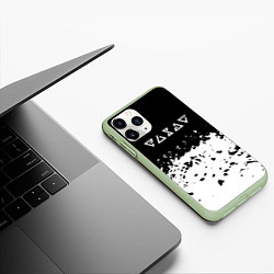 Чехол iPhone 11 Pro матовый Ведьмак краски текстура, цвет: 3D-салатовый — фото 2