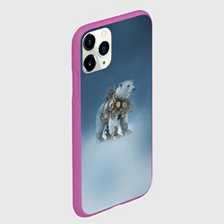 Чехол iPhone 11 Pro матовый Белый северный медведь в стиле стимпанк, цвет: 3D-фиолетовый — фото 2
