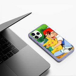 Чехол iPhone 11 Pro матовый Pokemon - энергия в объятиях, цвет: 3D-светло-сиреневый — фото 2