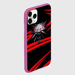 Чехол iPhone 11 Pro матовый Ведьмак дикая охота лого линии, цвет: 3D-фиолетовый — фото 2
