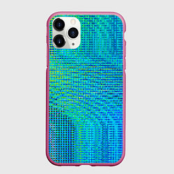 Чехол iPhone 11 Pro матовый Синусоидные волны из квадратиков, цвет: 3D-малиновый