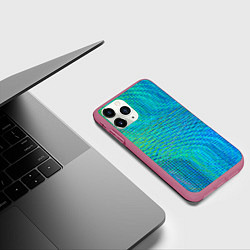Чехол iPhone 11 Pro матовый Синусоидные волны из квадратиков, цвет: 3D-малиновый — фото 2