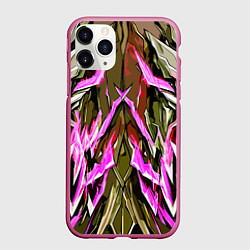 Чехол iPhone 11 Pro матовый Камень и агрессивные розовые полосы, цвет: 3D-малиновый