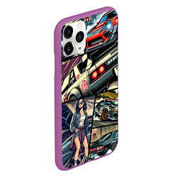 Чехол iPhone 11 Pro матовый Japanese cars art, цвет: 3D-фиолетовый — фото 2