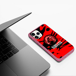 Чехол iPhone 11 Pro матовый Nirvana красные краски рок бенд, цвет: 3D-малиновый — фото 2