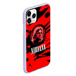 Чехол iPhone 11 Pro матовый Nirvana красные краски рок бенд, цвет: 3D-светло-сиреневый — фото 2