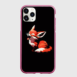 Чехол iPhone 11 Pro матовый Рыжий Фенек лисенок, цвет: 3D-малиновый