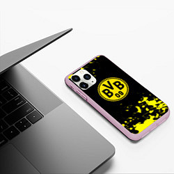 Чехол iPhone 11 Pro матовый Borussia краски жёлтые, цвет: 3D-розовый — фото 2