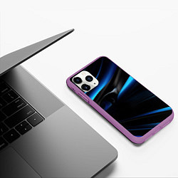 Чехол iPhone 11 Pro матовый Черная и синяя геометрическая абстракция, цвет: 3D-фиолетовый — фото 2