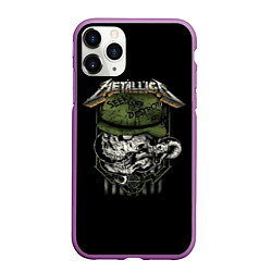 Чехол iPhone 11 Pro матовый Metallica - skull, цвет: 3D-фиолетовый