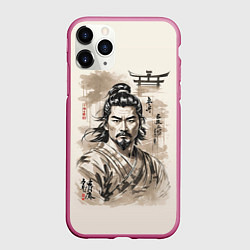 Чехол iPhone 11 Pro матовый Vintage samurai, цвет: 3D-малиновый
