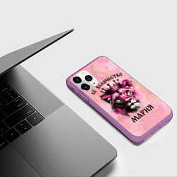 Чехол iPhone 11 Pro матовый Её величество Мария - львица, цвет: 3D-фиолетовый — фото 2