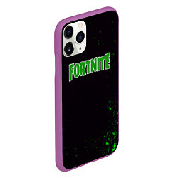 Чехол iPhone 11 Pro матовый Fortnite зеленый краски лого, цвет: 3D-фиолетовый — фото 2