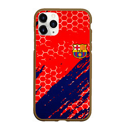 Чехол iPhone 11 Pro матовый Барселона спорт краски текстура, цвет: 3D-коричневый
