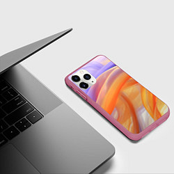Чехол iPhone 11 Pro матовый Оранжевая и синяя абстрактная дуга, цвет: 3D-малиновый — фото 2