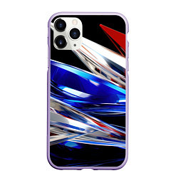 Чехол iPhone 11 Pro матовый Белая синяя красная острая абстракция, цвет: 3D-светло-сиреневый