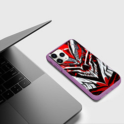 Чехол iPhone 11 Pro матовый Агрессивный череп белый и красный, цвет: 3D-фиолетовый — фото 2