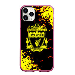 Чехол iPhone 11 Pro матовый Liverpool жёлтые краски текстура, цвет: 3D-малиновый