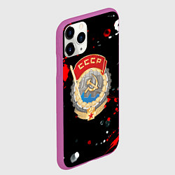 Чехол iPhone 11 Pro матовый СССР текстура краски, цвет: 3D-фиолетовый — фото 2