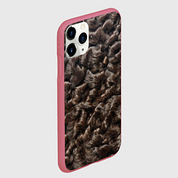Чехол iPhone 11 Pro матовый Кудрявый мех - каракули, цвет: 3D-малиновый — фото 2