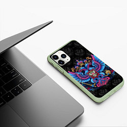 Чехол iPhone 11 Pro матовый Неоновый герб России, цвет: 3D-салатовый — фото 2