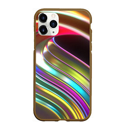 Чехол iPhone 11 Pro матовый Неоновый крученный металл разноцветный, цвет: 3D-коричневый