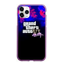 Чехол iPhone 11 Pro матовый GTA vice city tropic game, цвет: 3D-фиолетовый