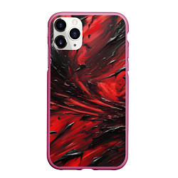 Чехол iPhone 11 Pro матовый Чёрная и красная субстанция, цвет: 3D-малиновый