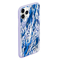 Чехол iPhone 11 Pro матовый Белый и синий узор, цвет: 3D-светло-сиреневый — фото 2