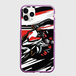 Чехол iPhone 11 Pro матовый Мото-кросс, цвет: 3D-фиолетовый