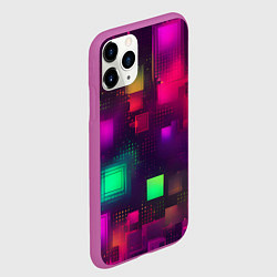 Чехол iPhone 11 Pro матовый Разноцветные квадраты и точки, цвет: 3D-фиолетовый — фото 2