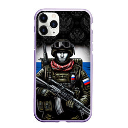 Чехол iPhone 11 Pro матовый Солдат России, цвет: 3D-светло-сиреневый