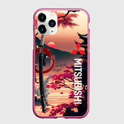 Чехол iPhone 11 Pro матовый Катана Mitsubishi, цвет: 3D-малиновый